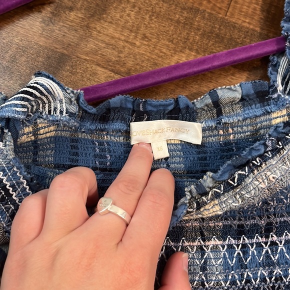 LOVE SHACK FANCY Blue plaid puff sleeve smocked Stanley mini dress 💙 - Picture 3 of 5